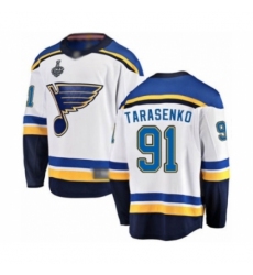 Men's St. Louis Blues #91 Vladimir Tarasenko Fanatics Branded White Away Breakaway 2019 Stanley Cup Final Bound Hockey Jersey