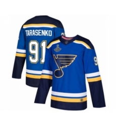 Men's St. Louis Blues #91 Vladimir Tarasenko Premier Royal Blue Home 2019 Stanley Cup Champions Hockey Jersey