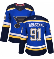 Women's Adidas St. Louis Blues #91 Vladimir Tarasenko Premier Royal Blue Home NHL Jersey