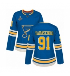 Women's St. Louis Blues #91 Vladimir Tarasenko Authentic Navy Blue Alternate 2019 Stanley Cup Champions Hockey Jersey