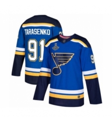 Youth St. Louis Blues #91 Vladimir Tarasenko Authentic Royal Blue Home 2019 Stanley Cup Champions Hockey Jersey
