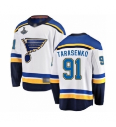 Youth St. Louis Blues #91 Vladimir Tarasenko Fanatics Branded White Away Breakaway 2019 Stanley Cup Champions Hockey Jersey