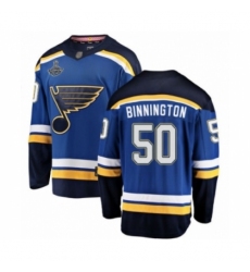 Youth St. Louis Blues #50 Jordan Binnington Fanatics Branded Royal Blue Home Breakaway 2019 Stanley Cup Champions Hockey Jersey