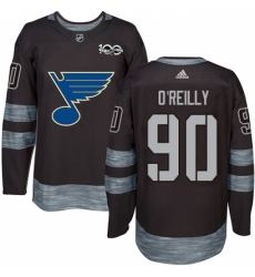 Men's Adidas St. Louis Blues #90 Ryan O'Reilly Authentic Black 1917-2017 100th Anniversary NHL Jersey