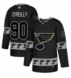 Men's Adidas St. Louis Blues #90 Ryan O'Reilly Authentic Black Team Logo Fashion NHL Jersey