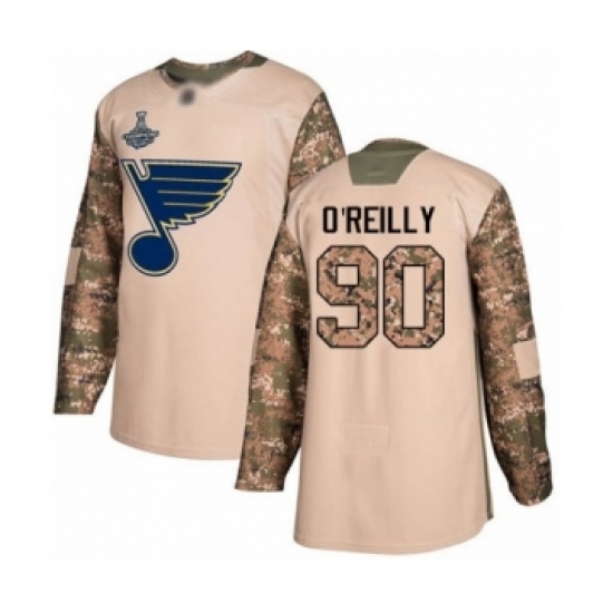 Men's St. Louis Blues #90 Ryan O'Reilly Authentic Camo Veterans Day Practice 2019 Stanley Cup Champions Hockey Jersey