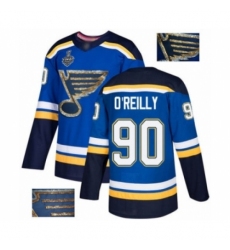 Men's St. Louis Blues #90 Ryan O'Reilly Authentic Royal Blue Fashion Gold 2019 Stanley Cup Final Bound Hockey Jersey