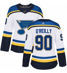 Women's Adidas St. Louis Blues #90 Ryan O'Reilly Authentic White Away NHL Jersey