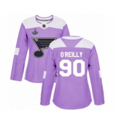 Women's St. Louis Blues #90 Ryan O'Reilly Authentic Purple Fights Cancer Practice 2019 Stanley Cup Champions Hockey Jersey