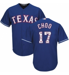 Men's Majestic Texas Rangers #17 Shin-Soo Choo Authentic Royal Blue Team Logo Fashion Cool Base MLB Jersey