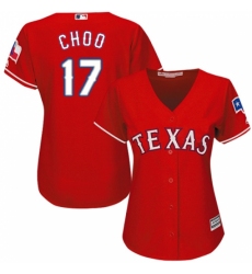 Women's Majestic Texas Rangers #17 Shin-Soo Choo Replica Red Alternate Cool Base MLB Jersey