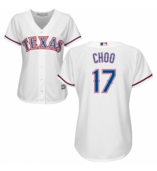 Women's Majestic Texas Rangers #17 Shin-Soo Choo Replica White Home Cool Base MLB Jersey