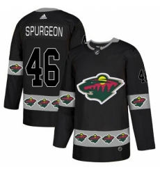 Men's Adidas Minnesota Wild #46 Jared Spurgeon Authentic Black Team Logo Fashion NHL Jersey