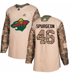 Men's Adidas Minnesota Wild #46 Jared Spurgeon Authentic Camo Veterans Day Practice NHL Jersey