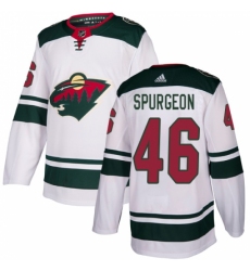 Men's Adidas Minnesota Wild #46 Jared Spurgeon White Road Authentic Stitched NHL Jersey