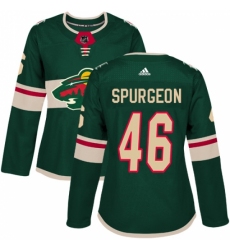Women's Adidas Minnesota Wild #46 JaGreen Spurgeon Authentic Green Home NHL Jersey