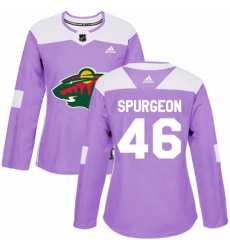 Women's Adidas Minnesota Wild #46 Jared Spurgeon Authentic Purple Fights Cancer Practice NHL Jersey