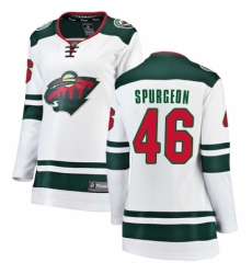 Women's Minnesota Wild #46 Jared Spurgeon Authentic White Away Fanatics Branded Breakaway NHL Jersey