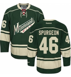 Women's Reebok Minnesota Wild #46 Jared Spurgeon Authentic Green Third NHL Jersey