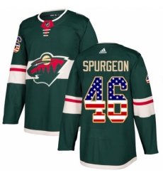 Youth Adidas Minnesota Wild #46 Jared Spurgeon Authentic Green USA Flag Fashion NHL Jersey