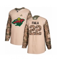 Men's Minnesota Wild #22 Kevin Fiala Authentic Camo Veterans Day Practice Hockey Jersey