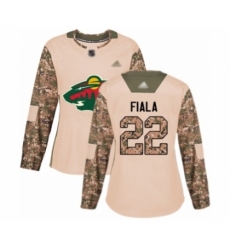 Women's Minnesota Wild #22 Kevin Fiala Authentic Camo Veterans Day Practice Hockey Jersey