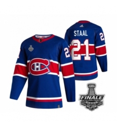 Men's Adidas Canadiens #21 Eric Staal Blue Road Authentic 2021 Stanley Cup Jersey