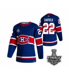 Men's Adidas Canadiens #22 Cole Caufield Blue Road Authentic 2021 Stanley Cup Jersey