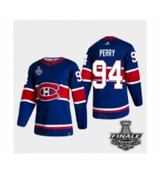 Men's Adidas Canadiens #94 Corey Perry Blue Road Authentic 2021 Stanley Cup Jersey