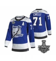 Men's Adidas Lightning #71 Anthony Cirelli Blue Authentic 2021 Stanley Cup Jersey