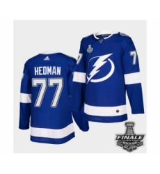 Men's Adidas Lightning #77 Victor Hedman Blue Home Authentic 2021 Stanley Cup Jersey