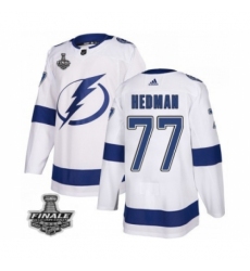 Men's Adidas Lightning #77 Victor Hedman White Home Authentic 2021 Stanley Cup Jersey