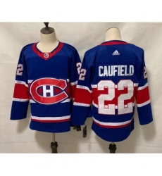 Men's Montreal Canadiens #22 Cole Caufield Blue 2020-21 Reverse Retro Alternate Hockey Jersey