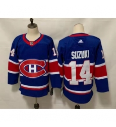 Men's Montreal Canadiens #14 Nick Suzuki Blue 2020-21 Reverse Retro Alternate Hockey Jersey