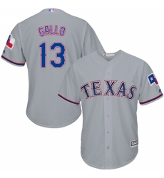 Men's Majestic Texas Rangers #13 Joey Gallo Replica Grey Road Cool Base MLB Jersey