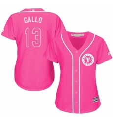 Women's Majestic Texas Rangers #13 Joey Gallo Authentic Pink Fashion Cool Base MLB Jersey