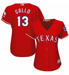 Women's Majestic Texas Rangers #13 Joey Gallo Authentic Red Alternate Cool Base MLB Jersey