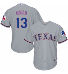 Youth Majestic Texas Rangers #13 Joey Gallo Replica Grey Road Cool Base MLB Jersey
