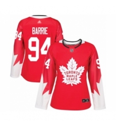 Women's Toronto Maple Leafs #94 Tyson Barrie Authentic Red Alternate Hockey Jersey