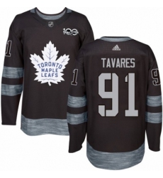 Men's Adidas Toronto Maple Leafs #91 John Tavares Authentic Black 1917-2017 100th Anniversary NHL Jersey