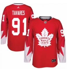 Men's Adidas Toronto Maple Leafs #91 John Tavares Authentic Red Alternate NHL Jersey