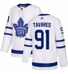Men's Adidas Toronto Maple Leafs #91 John Tavares Authentic White Away NHL Jersey