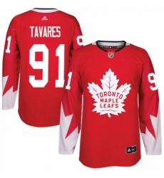 Men's Adidas Toronto Maple Leafs #91 John Tavares Premier Red Alternate NHL Jersey