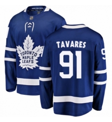 Men's Toronto Maple Leafs #91 John Tavares Authentic Royal Blue Home Fanatics Branded Breakaway NHL Jersey
