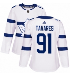 Women's Adidas Toronto Maple Leafs #91 John Tavares Authentic White 2018 Stadium Series NHL Jersey