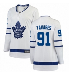Women's Toronto Maple Leafs #91 John Tavares Authentic White Away Fanatics Branded Breakaway NHL Jersey