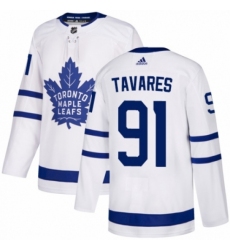 Youth Adidas Toronto Maple Leafs #91 John Tavares Authentic White Away NHL Jersey