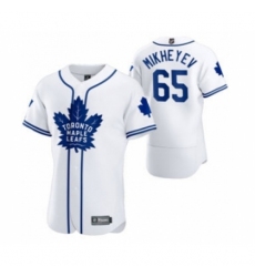 Men's Toronto Maple Leafs #65 Ilya Mikheyev 2020 Hockey x Baseball Crossover Edition Jersey White