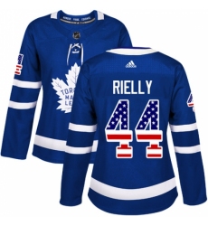 Women's Adidas Toronto Maple Leafs #44 Morgan Rielly Authentic Royal Blue USA Flag Fashion NHL Jersey