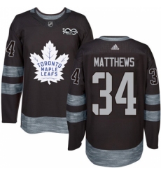 Men's Adidas Toronto Maple Leafs #34 Auston Matthews Authentic Black 1917-2017 100th Anniversary NHL Jersey